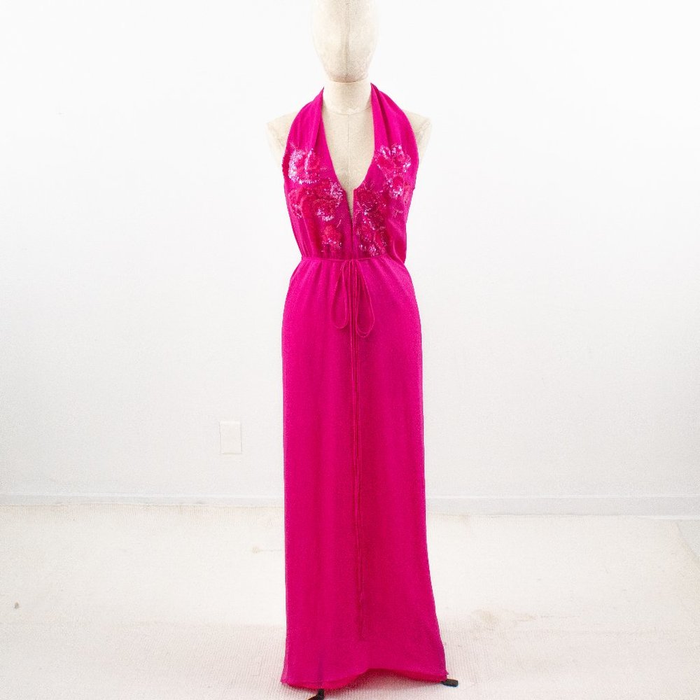 La Perla S/M Silk Dress Sequin Maxi Pink
